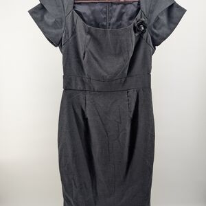 bailey blue Black Cap-Sleeve Sheath Dress with Rosette Accent